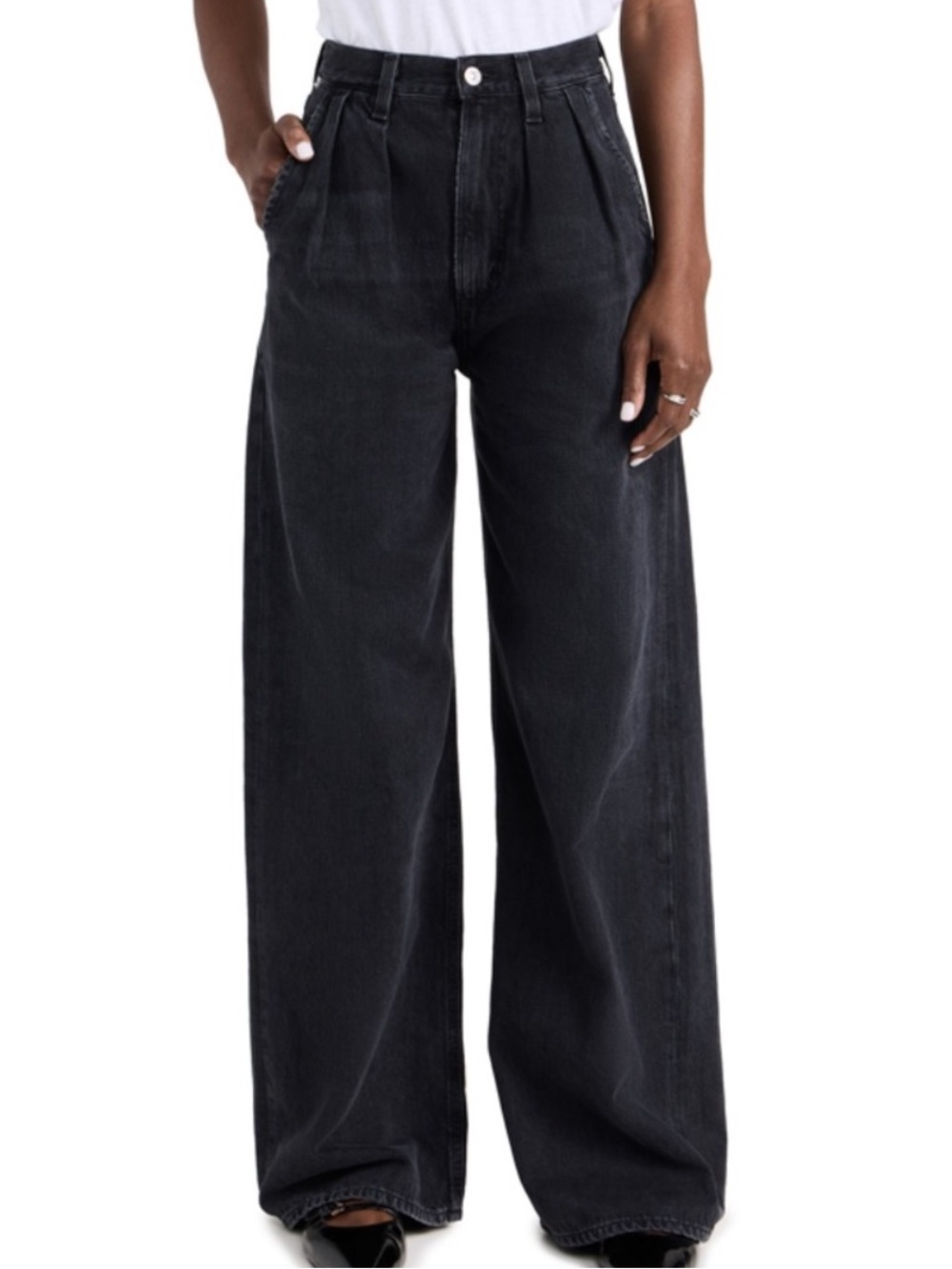 NWT Citizens Of Humanity Jeans Maritzy Trouser Pleated in Prophecy Black - Picture 2 of 13